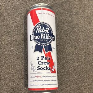 New - Pabst Blue Ribbon White and Red Crew Socks